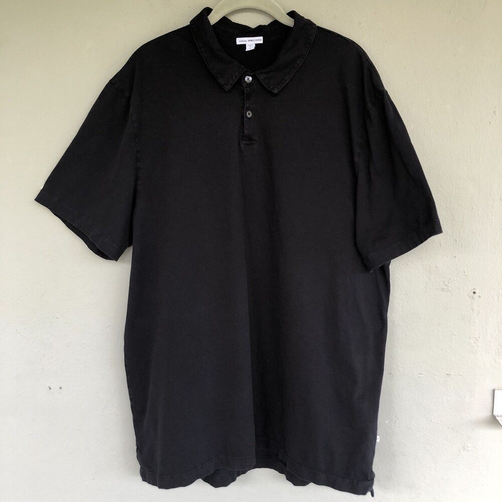 James Perse Polo Shirt Men 5/ 2XL Black Pima Cotton Minimalist Luxury Made USA